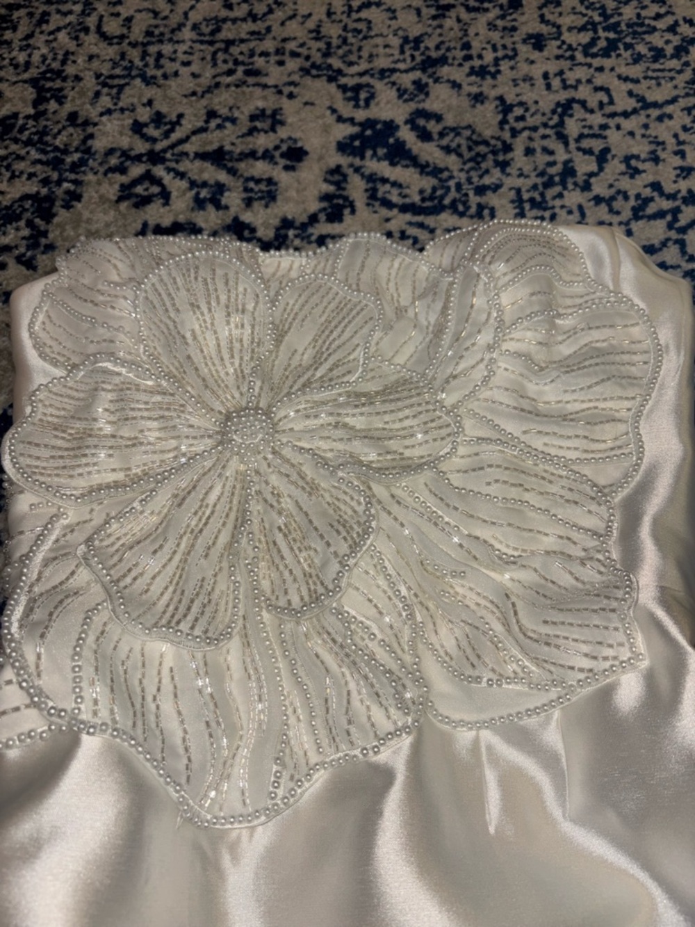 Watters Brie Strapless Embellished Pearl Floral A-Line Mini Dress - Picture 3 of 7